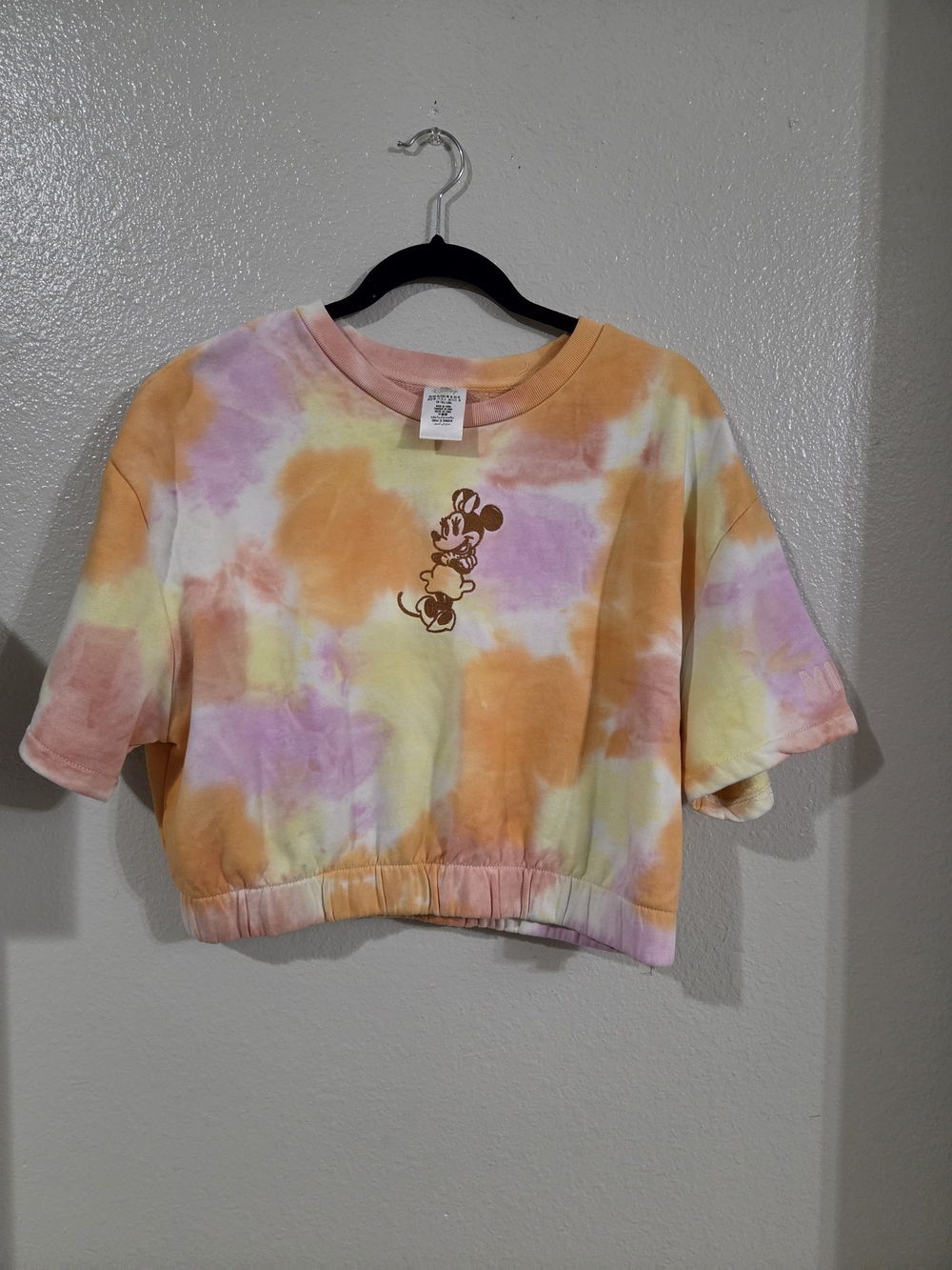 Disney Minnie Mouse Women's Tie-Dye Crop Top Sweathirt